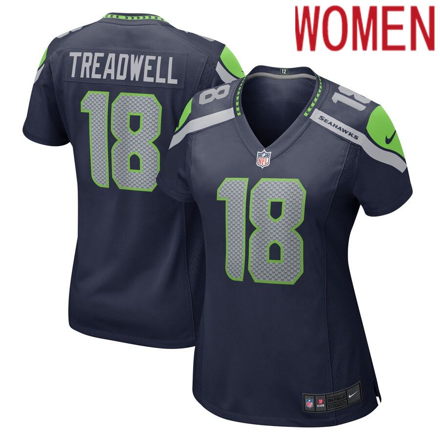 Women Seattle Seahawks 18 Laquon Treadwell Nike College Navy Home Game Player NFL Jersey